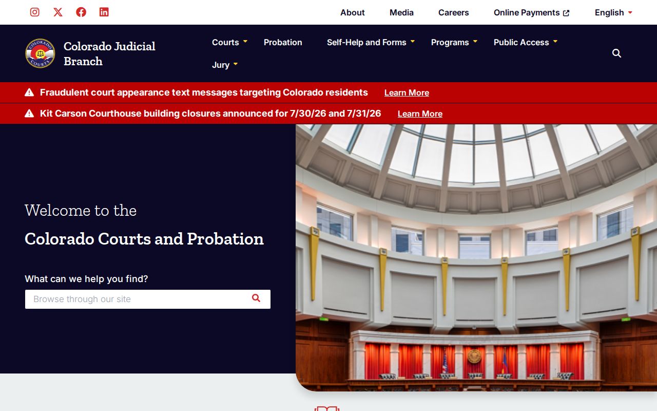 Lake County court records Colorado Judicial Branch homepage
