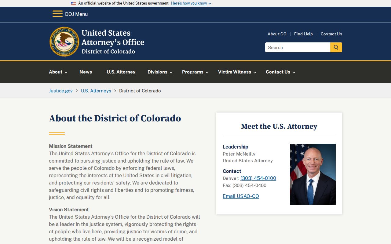 Lake County criminal court records U.S. Attorney District of Colorado source