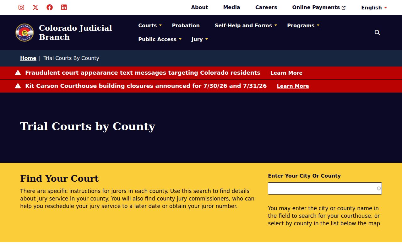 Lake County District Court records Fifth Judicial District page screenshot