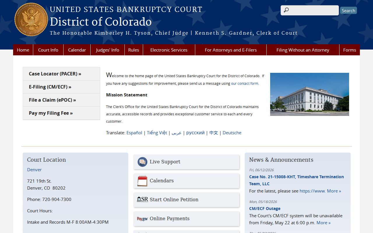 Lake County District Court records U.S. Bankruptcy Court screenshot