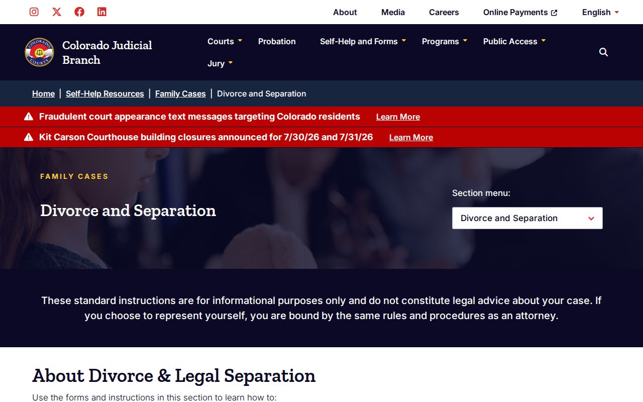 Lake County marriage and divorce records Colorado divorce self-help page